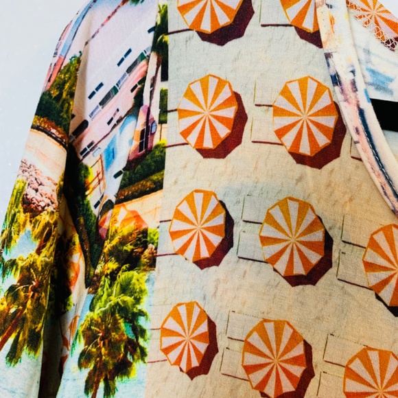 Karen Kane Print Top 2X Houses by the Sea Ocean Tropical Cruise Vacation - Picture 4 of 15